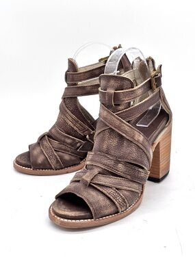 Freebird by Steven Claw Brown Distressed Leather Sandals